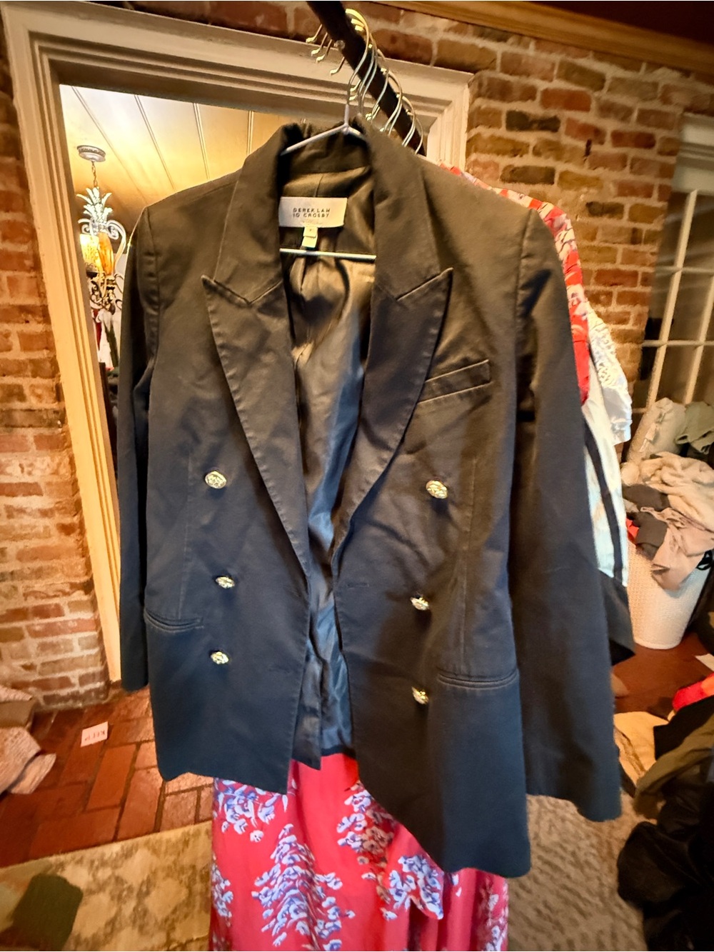 Derek Lam Black Double-Breasted Blazer with Gold-Tone Buttons